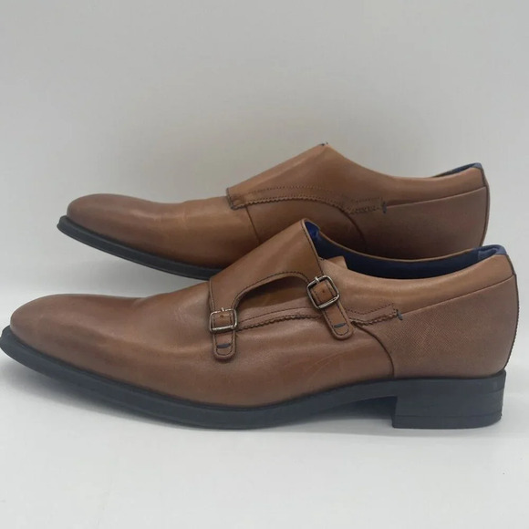 Ted Baker London Mens 10 Shoes Champagne Leather Monk‎ Strap Loafers Cathon EUC - Picture 1 of 8